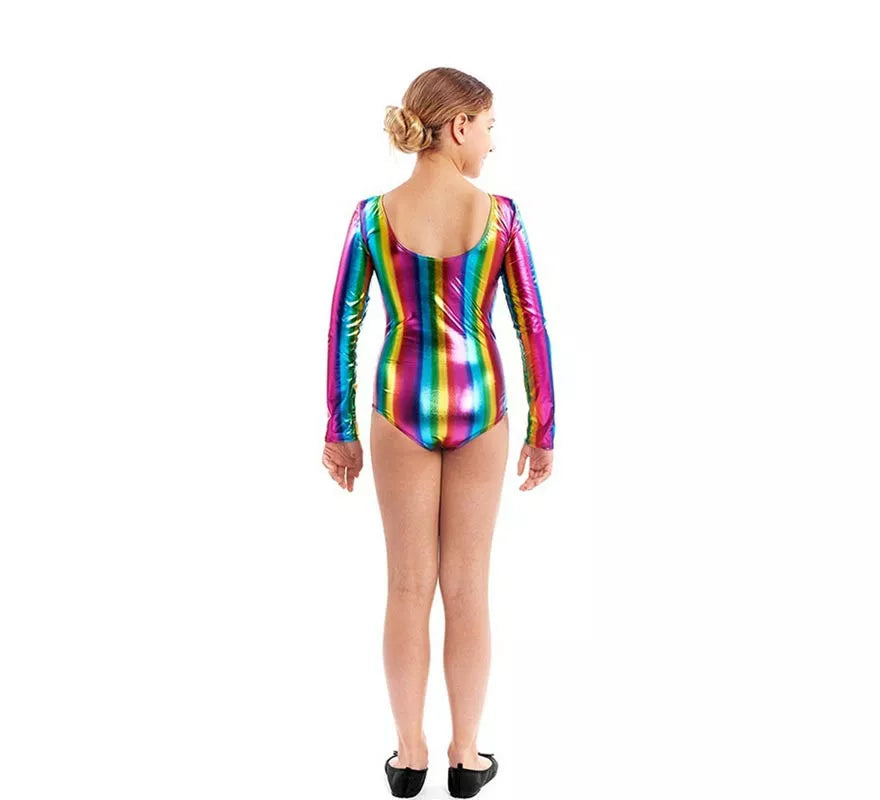 Translation missing: pt-PT.Body o Maillot multicolor metal manga larga para niña