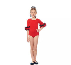 Body ou collant Sevillana com folho lunar vermelho para menina