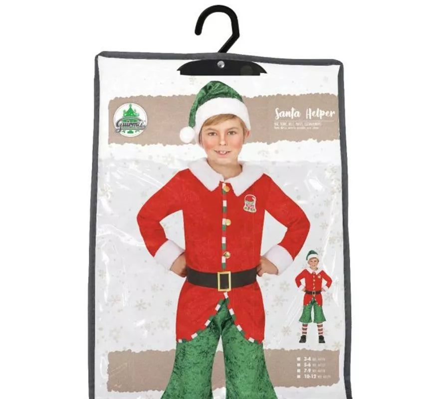 Translation missing: pt-PT.Disfraz de Elfo Ayudante de Santa con gorro para niño
