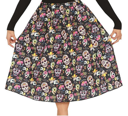 Falda de Catrina con calaveras