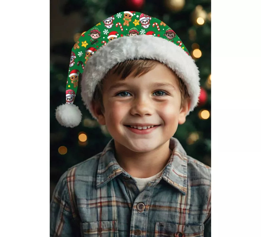 Translation missing: pt-PT.Gorro Estampado Navideño verde infantil