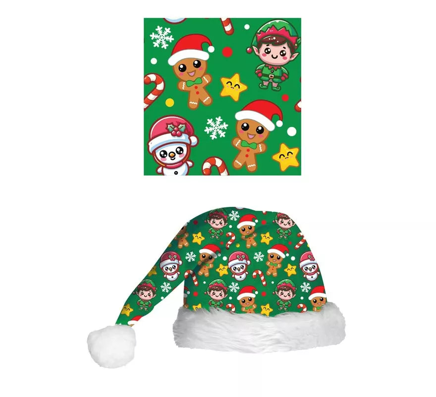 Translation missing: pt-PT.Gorro Estampado Navideño verde infantil