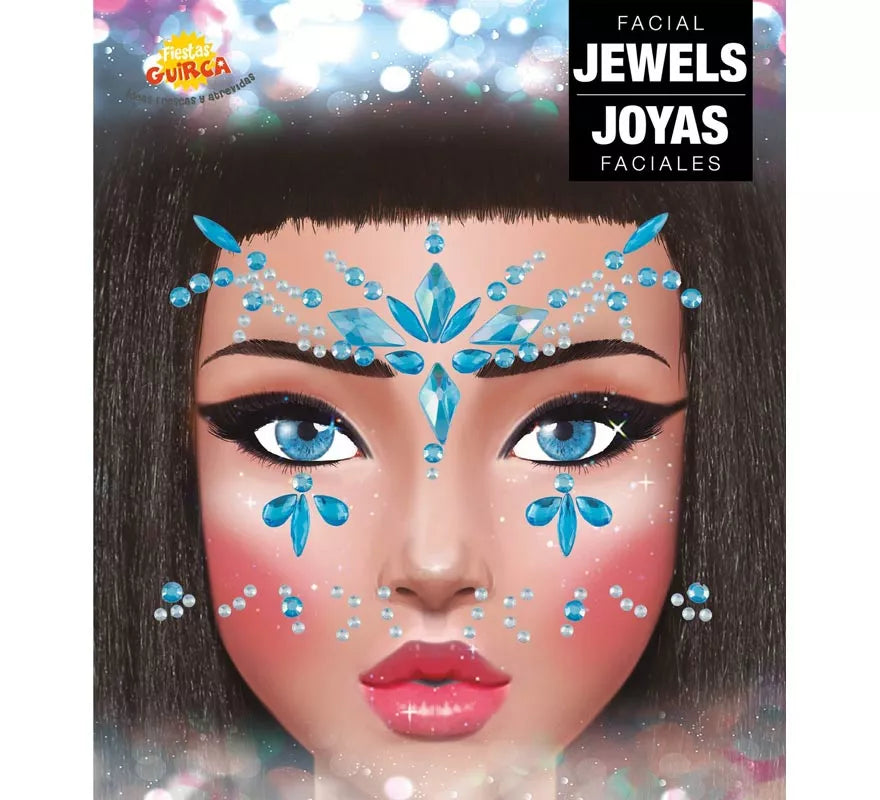 Joyas Faciales y Uñas azul Diamantes elegantes