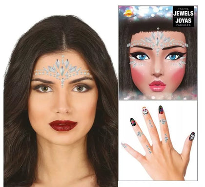 Joyas Faciales y Uñas plateado Diamantes elegantes