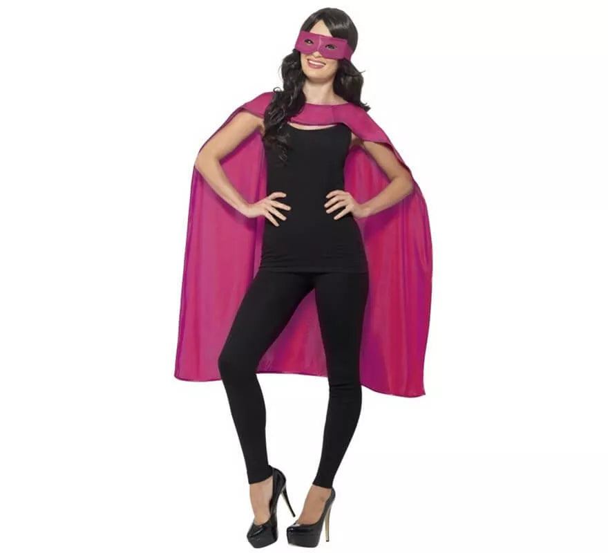 Kit de Superhéroe Rosa adulto: Capa y Antifaz
