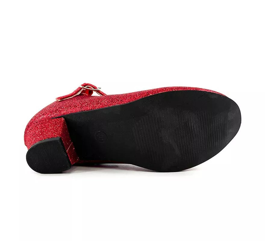 Zapato Sevillana con tacón Rojo Purpurina en números del 22 al 41