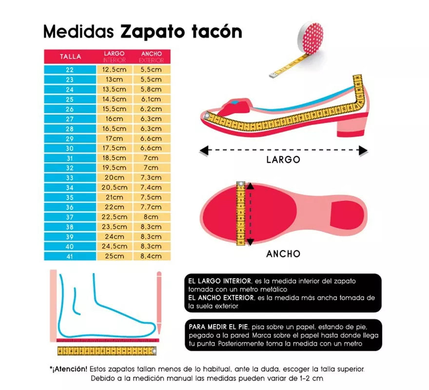 Zapato Sevillana con tacón Rojo Purpurina en números del 22 al 41